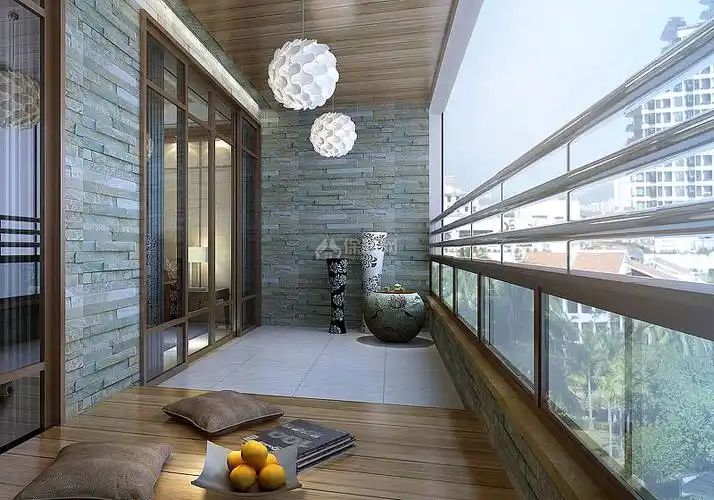 增加收纳,柜子没有做到顶家里阳台装修设计,看起来没这么压抑,留空的