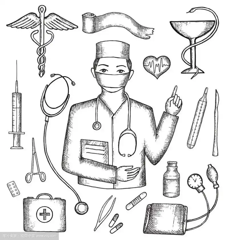 一套手绘的医疗用品