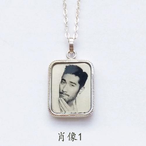 原创高以翔肖像照纪念银项链私人定制个性设计刻字可选白金玫瑰金