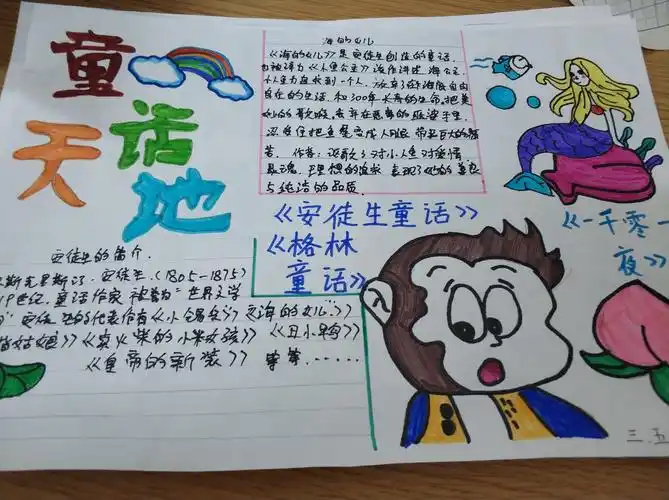 三五班走进《童话世界》手抄报展评