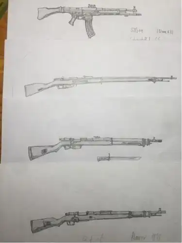 98k狙击步枪简笔画怎么画