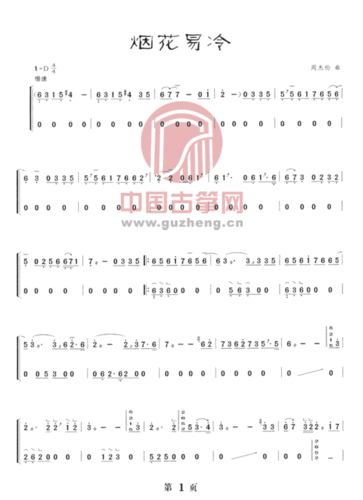 请问你那里有烟花易冷古筝c调谱是吗?能不能给我一份,跪谢.