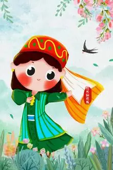 五十六个民族之乌孜别克族q版人物插画