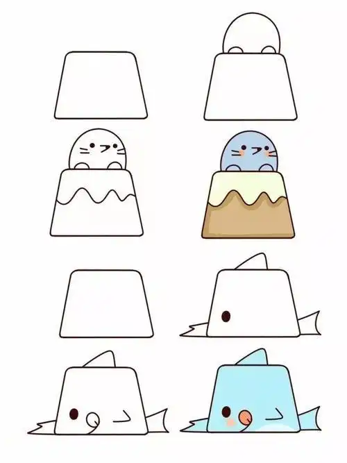 创意简笔画梯形小动物简笔画快来学