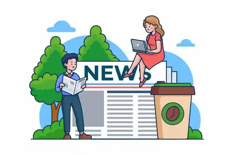 阅读报纸场景矢量插画 newspaper illustration