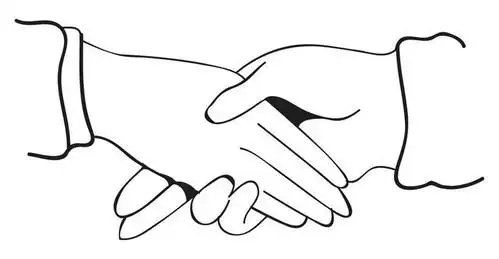 手,无人,伙伴,朋友,握手,摸,横图,黑白,插画,室内,特写,白天,白色背景