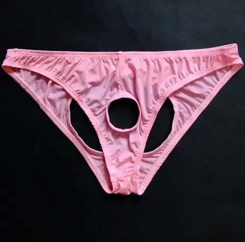 男士性感三角裤t裤低腰镂空透明基友露jj冰丝牛奶丝情趣内裤t-269