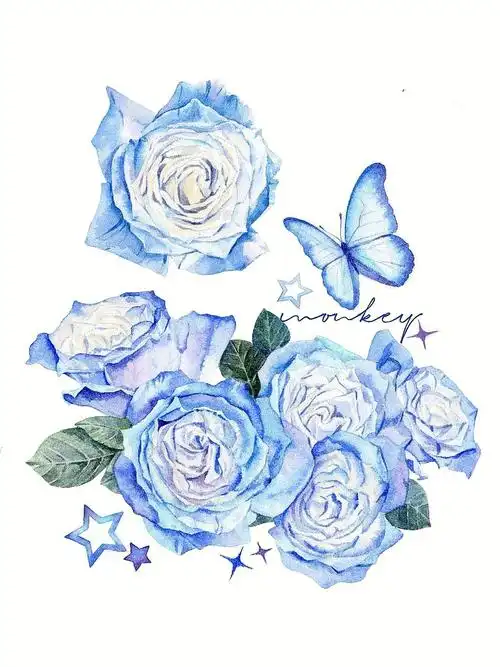 水彩61蓝玫瑰61线稿03