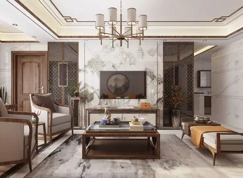 新中式客餐厅|空间|室内设计|辉亚秀秀123 - 原创作品 - 站酷 (zcool)