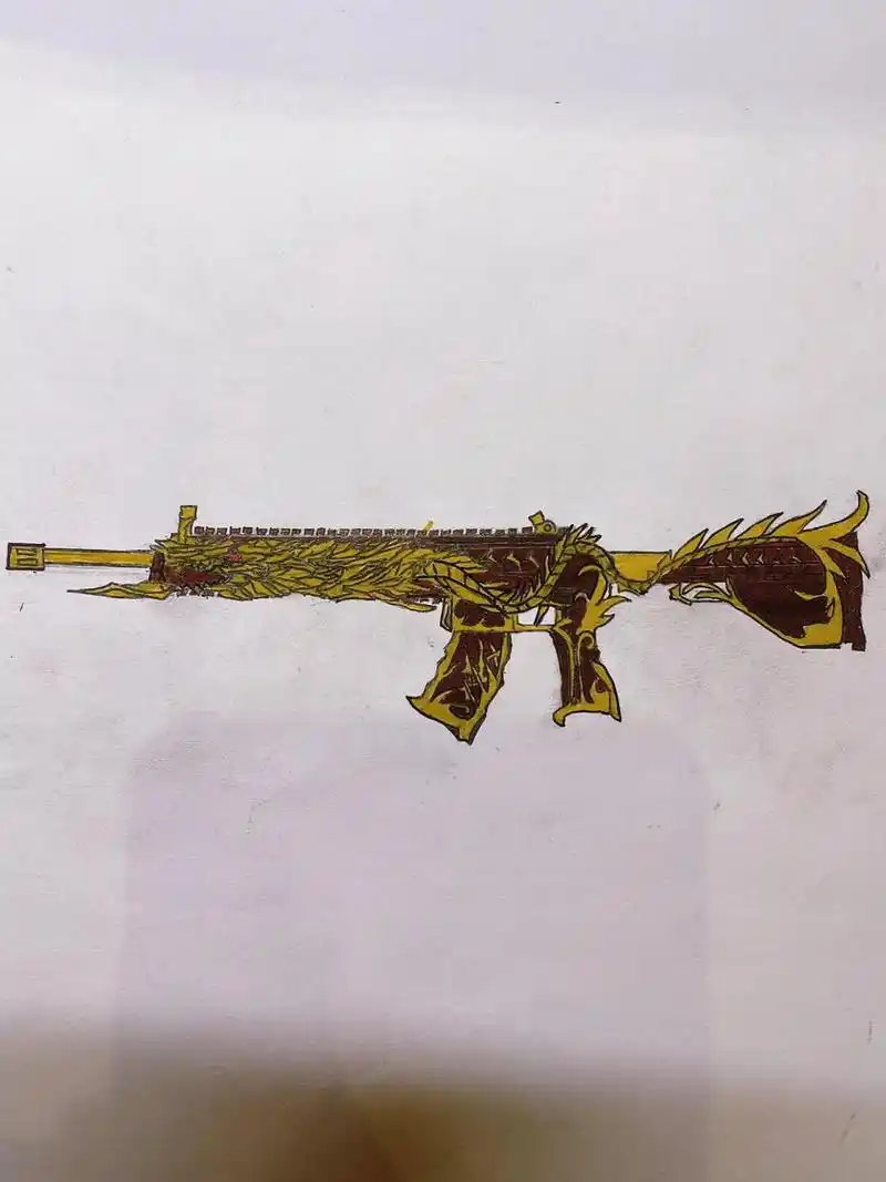 手绘和平精英m416五爪金龙77 觉得画的好就点个赞.
