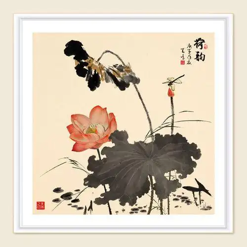 水墨荷花图片国画 水墨荷花图片国画的配色