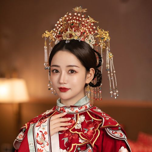 明制诰命凤冠汉服秀禾发新款中式婚礼皇后大婚发饰