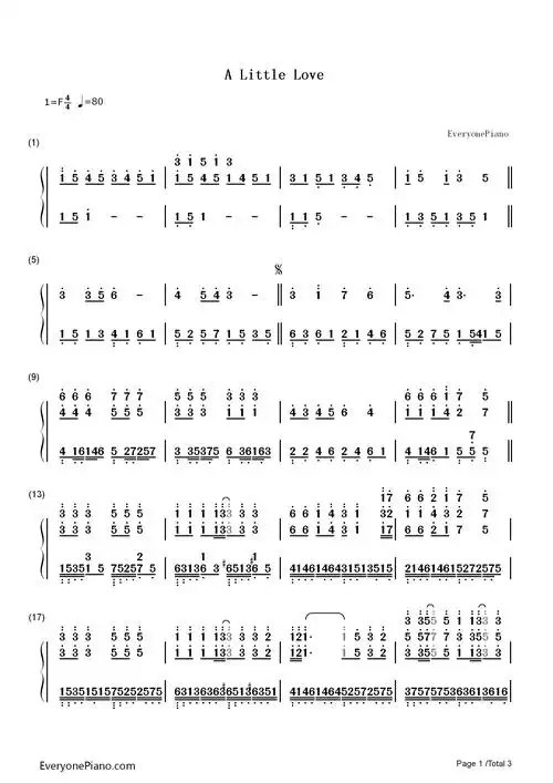 a little love-冯曦妤双手简谱预览