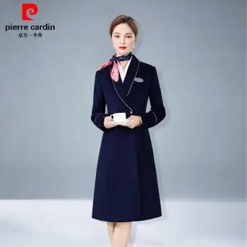 cardin) 南航空姐制服毛呢女大衣中长款呢子外套秋冬季酒店物业案场