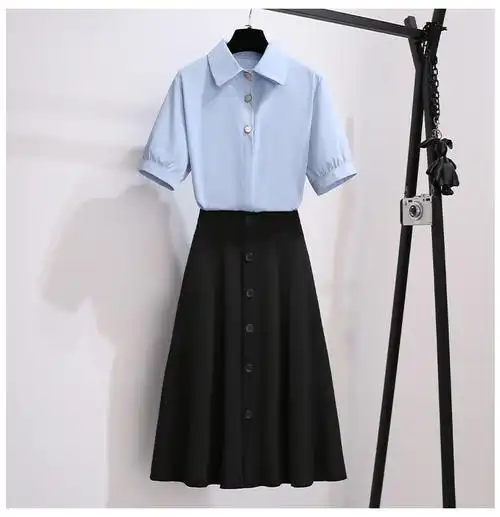 教师面试连衣裙女夏正式场合教资衣服气质上班族穿搭职业装 白色上衣