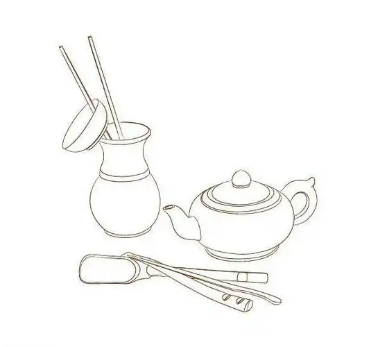 茶具三件套线描图片