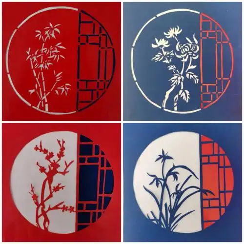 梅兰竹菊剪纸
