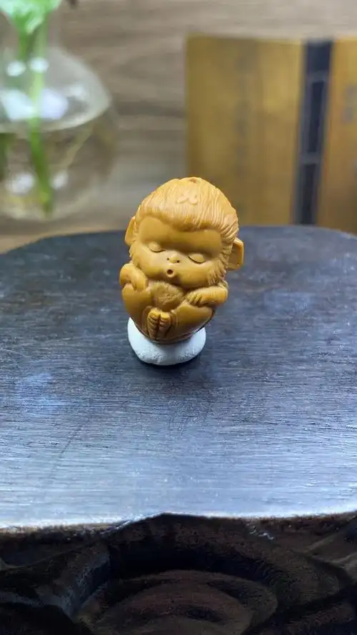 单籽挂坠橄榄胡油核精工可爱猴子单颗吊坠文玩t15以上尺寸手工雕刻