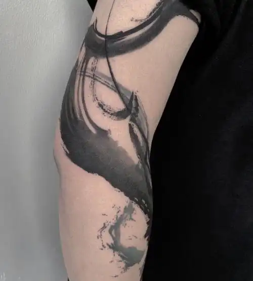 手臂水墨纹身设计个性水墨纹身欣赏6