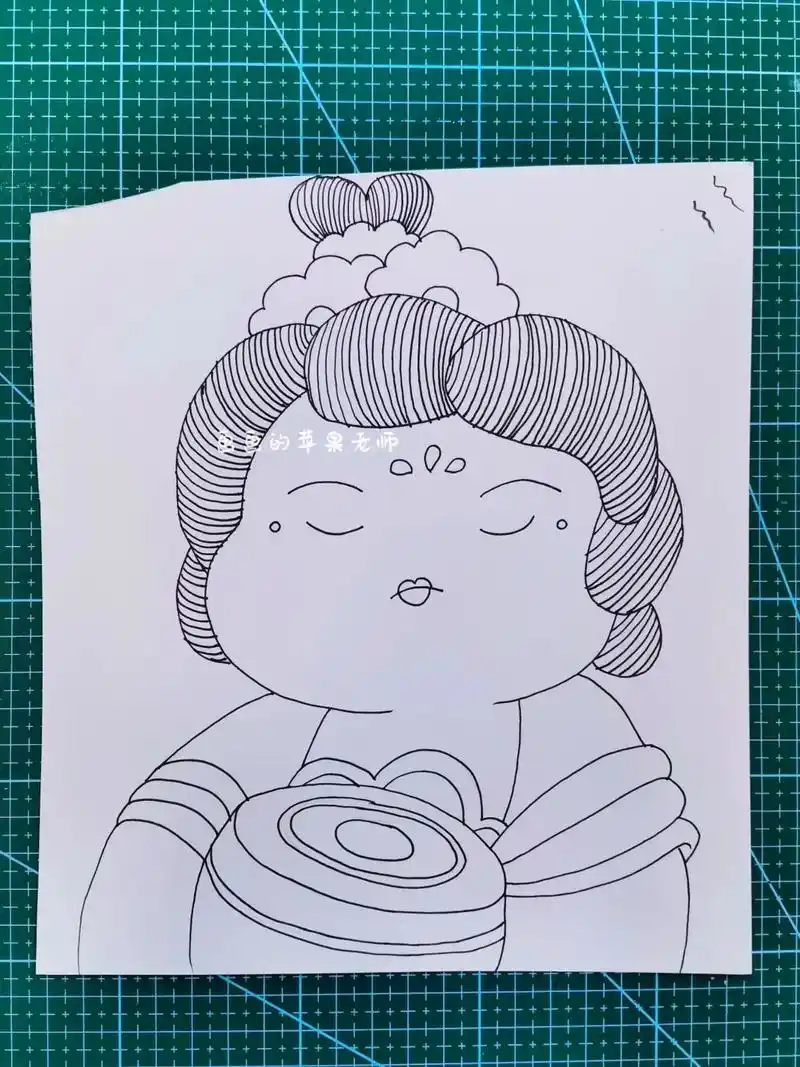 《唐朝仕女》线稿创意画."你梳着少女特有的双垂髻 端庄可人  - 抖音