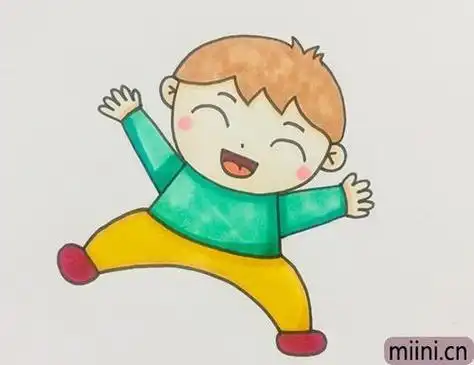 小朋友大笑简笔画彩色