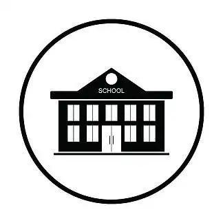 学校建筑 i>图 /i> i>标 /i>.细圆设计.矢量 i>图 /i>.