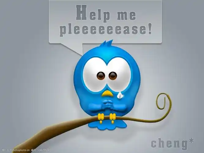 委屈求助可爱卡通蓝色小鸟