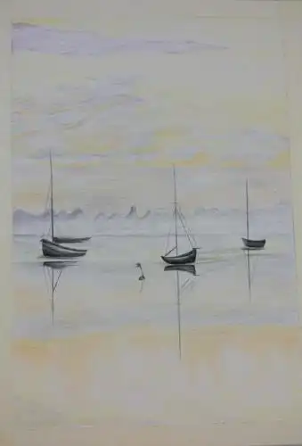 彩铅《海上日出》过程分享(18)