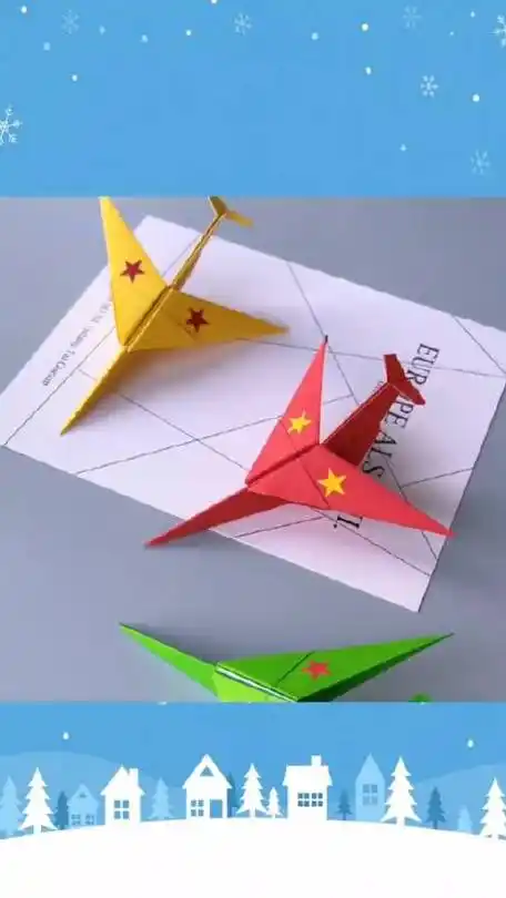 手工折纸 ## 折纸 折一架超炫酷的战斗机,折法简单,你学会了吗?
