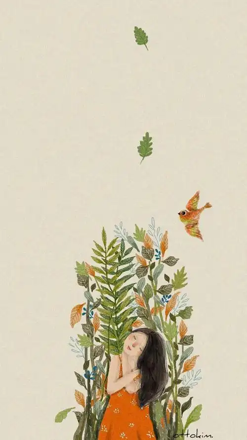 手绘文艺简约少女