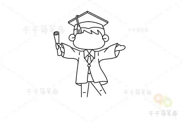 毕业季简笔画男生学士服