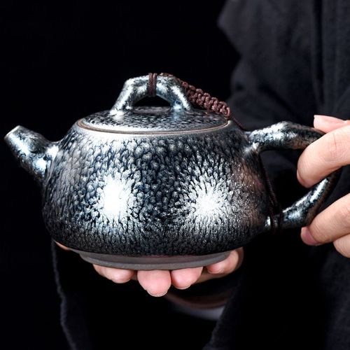几何艺创建阳建盏百花盏油滴铁胎茶壶单壶复古纯手工家用功夫茶具