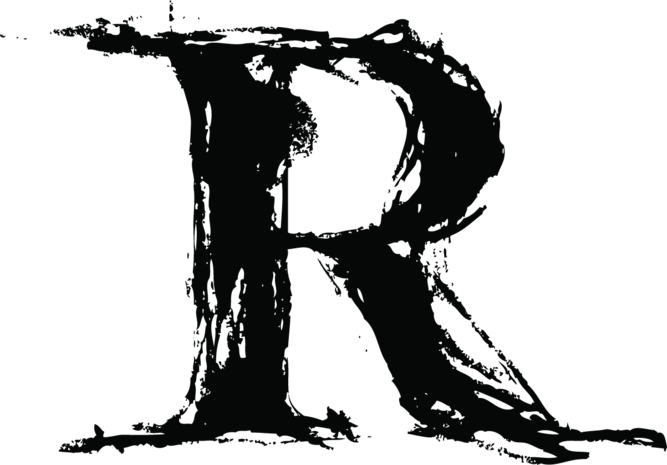 中国风墨迹毛笔字母r