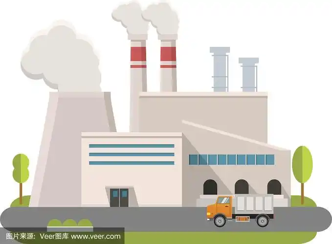 工业工厂的平面风格矢量插图.