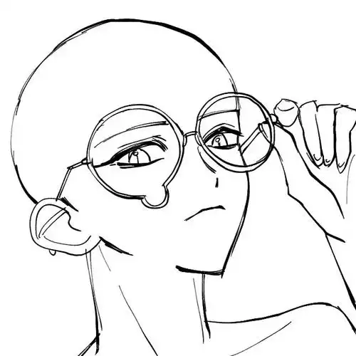 绘画素材‖单人动态表情人物线稿.