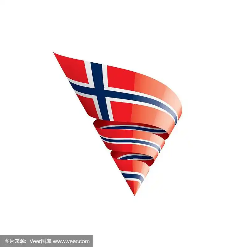 挪威国旗,矢量插图在白色的背景