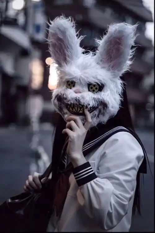 618血腥兔面具男女抖音快手网红同款杀手兔面具狐狸猫恐怖兔子万圣节