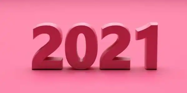 2021年新年,粉色背景.三维插图照片