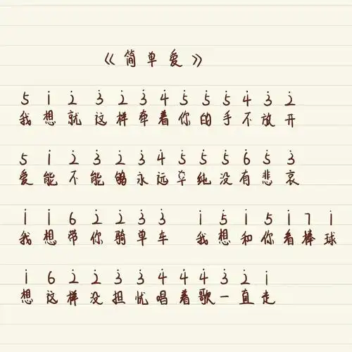 简单爱钢琴拇指琴简谱