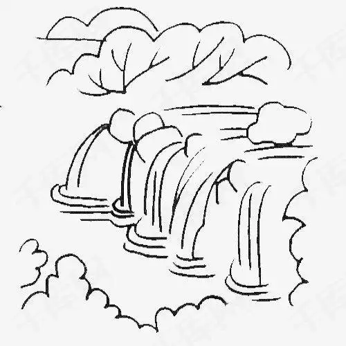 瀑布画法怎么画望庐山瀑布卡通儿童场景简笔画山水的风景简笔画-瀑布