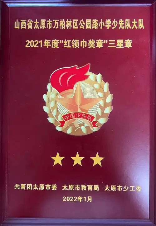 喜迎二十大争做好少年章显我风采公园路小学开展红领巾奖章颁章仪式