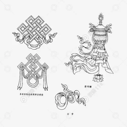 丝带胜利幢藏文化图案藏式祥纹