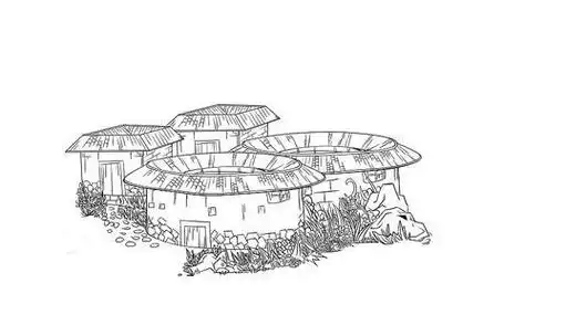 圆形土楼简笔画