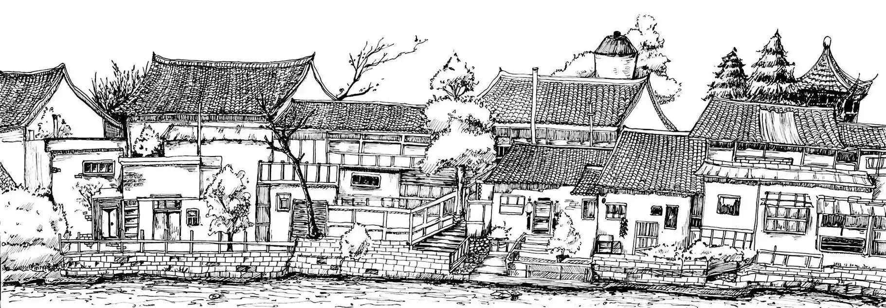 长卷速写 乡村题材步骤图#速写 #风景 #风景速写 #一起 - 抖音