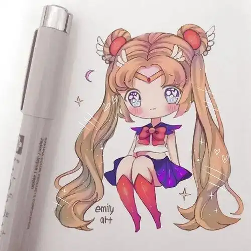 马克笔彩铅q版新手入门超可爱动漫人物手绘素材