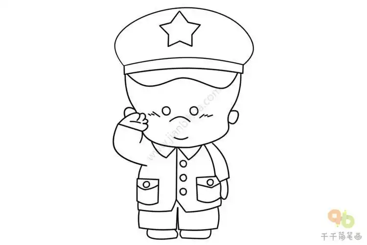 军人小孩简笔画可爱