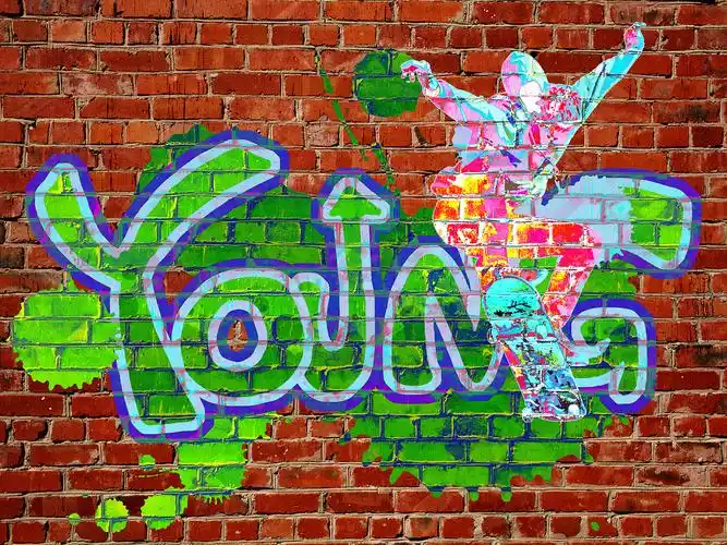 【ps原创】霓虹色墙面涂鸦