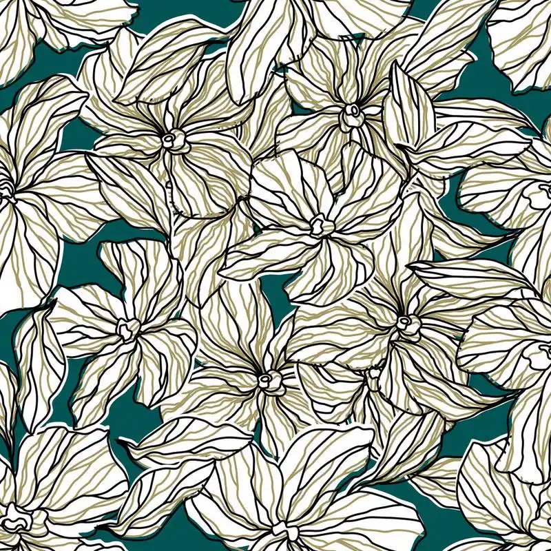 植物无缝图案,无缝花纹与抽象花为背景设计