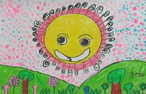 太阳升起来咯/少儿绘画作品/儿童画/网络美术馆_中国少儿美术教育网