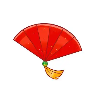 红色卡通手绘扇子红扇子png素材元素